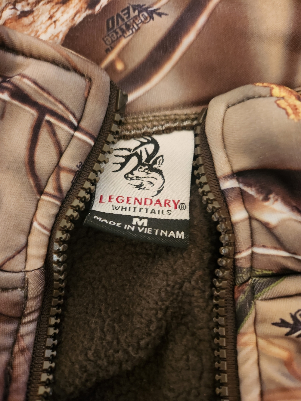 Legendary Whitetails Olive Green Fleece Jacket with Realtree Camo Panels - Picture 2 of 2